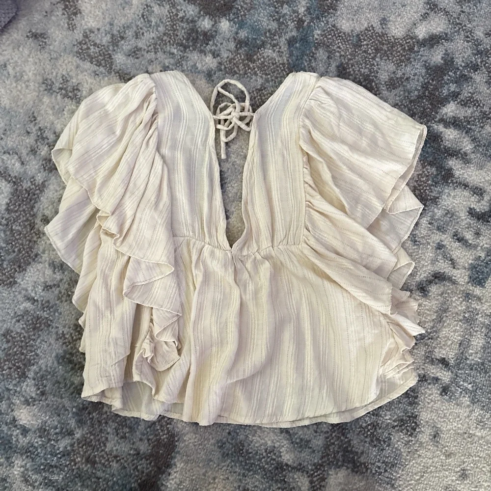 American Threads Cream Ruffled Blouse - Picture 2 of 3
